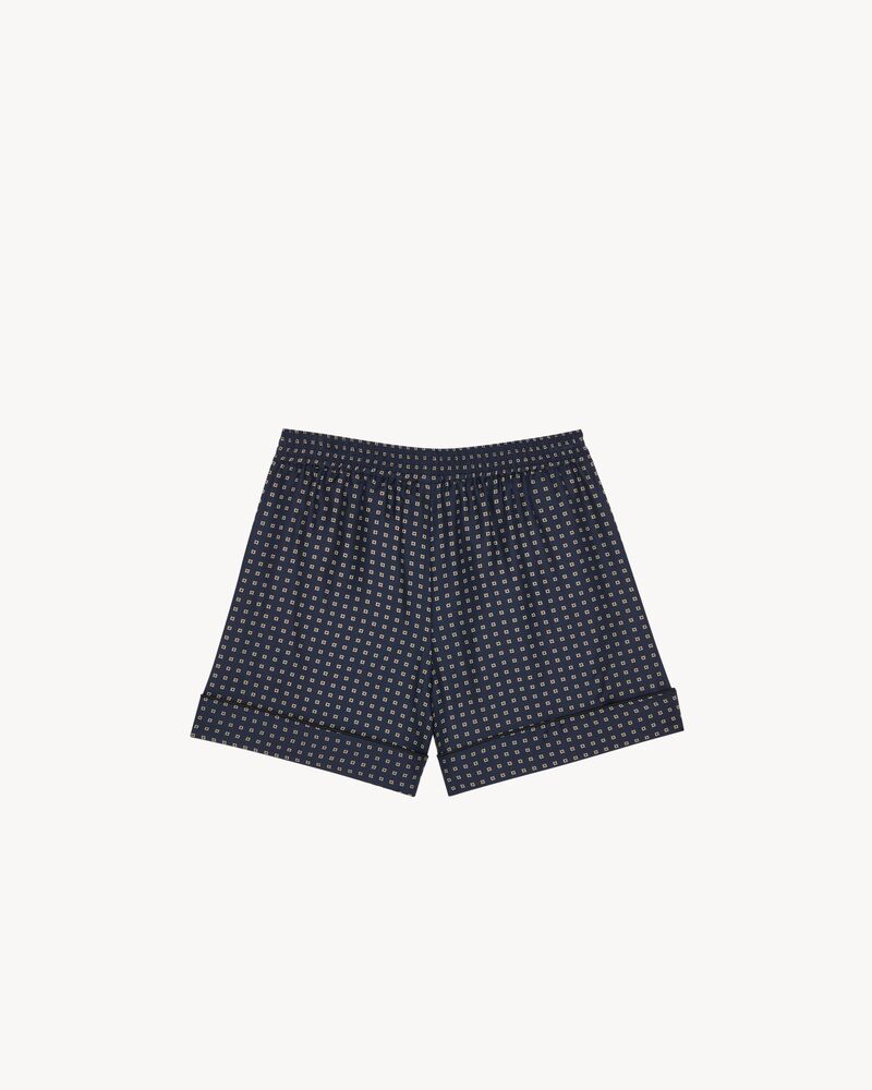 pajama shorts in square silk satin