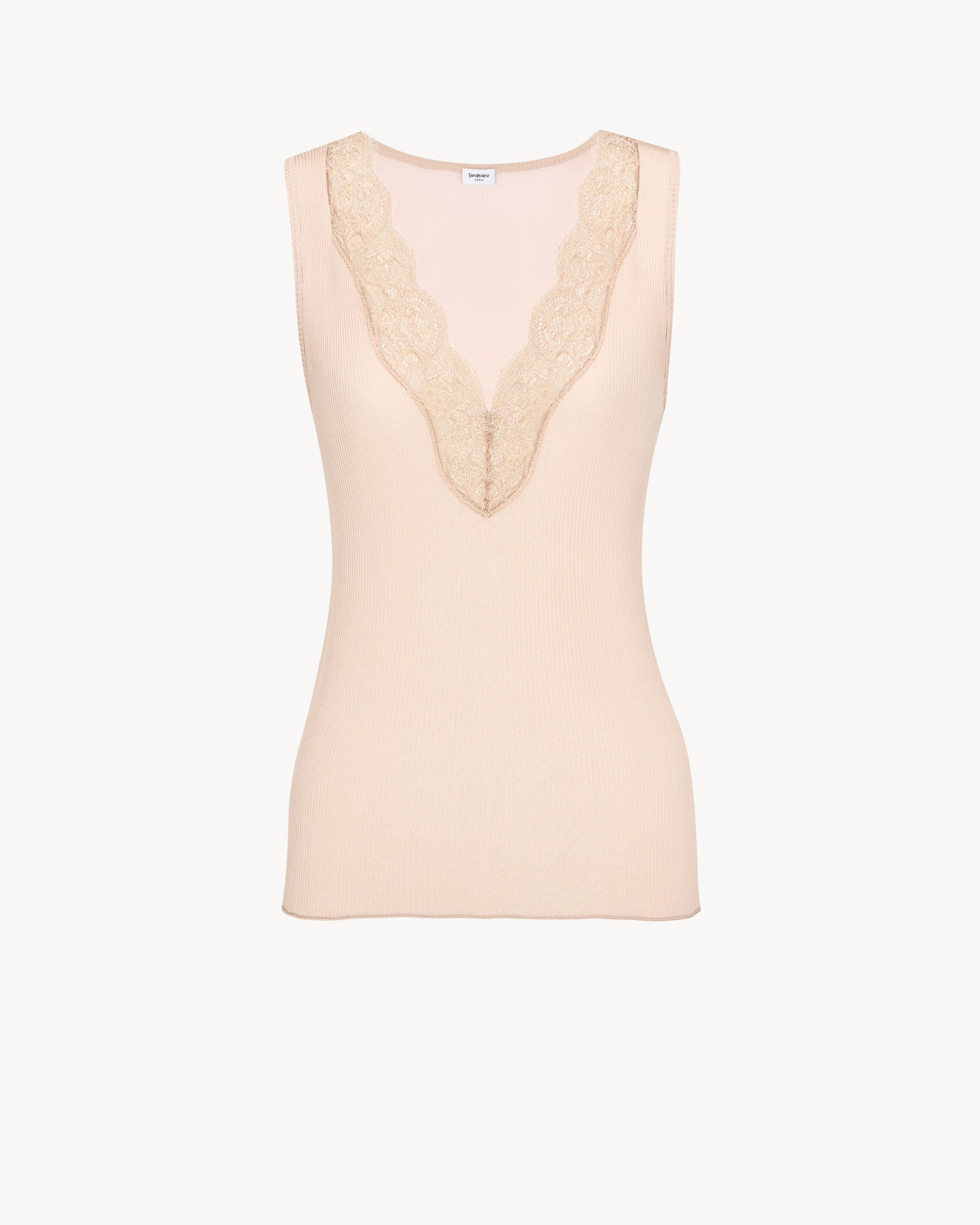laced tank top in ribbed silk