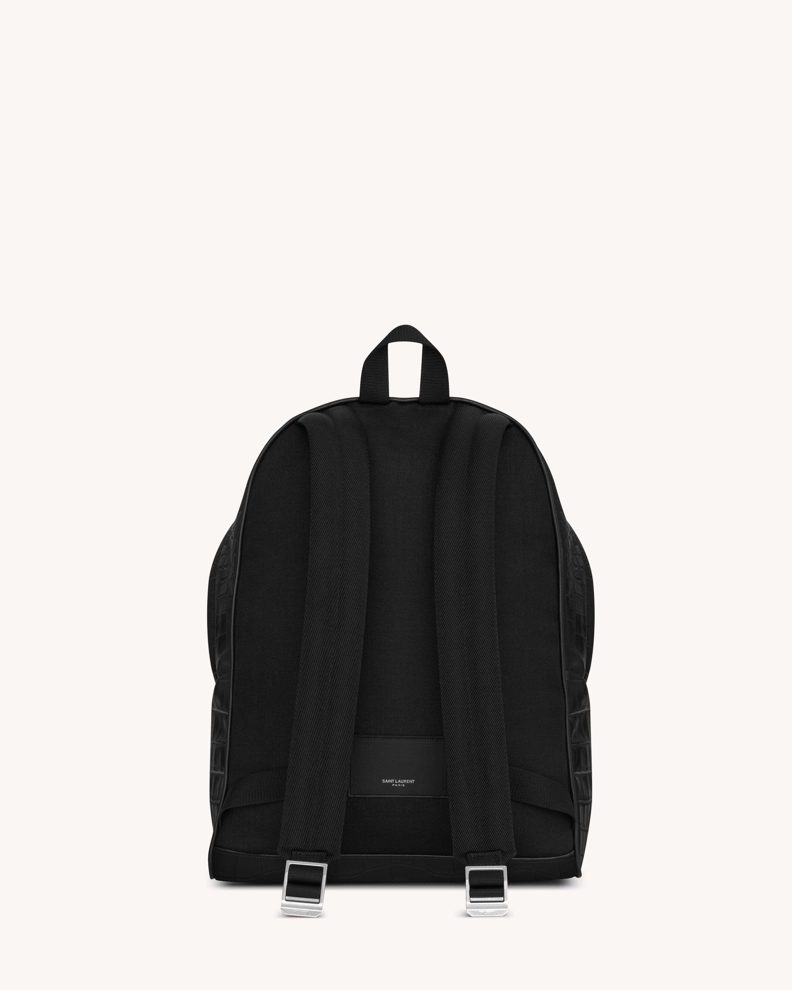 city backpack in crocodile embossed leather Saint Laurent Black Crocodile-Embossed Calfskin OLIVER'S transcend seasons and trends SAINT LAURENT CITY BACKPACK IN