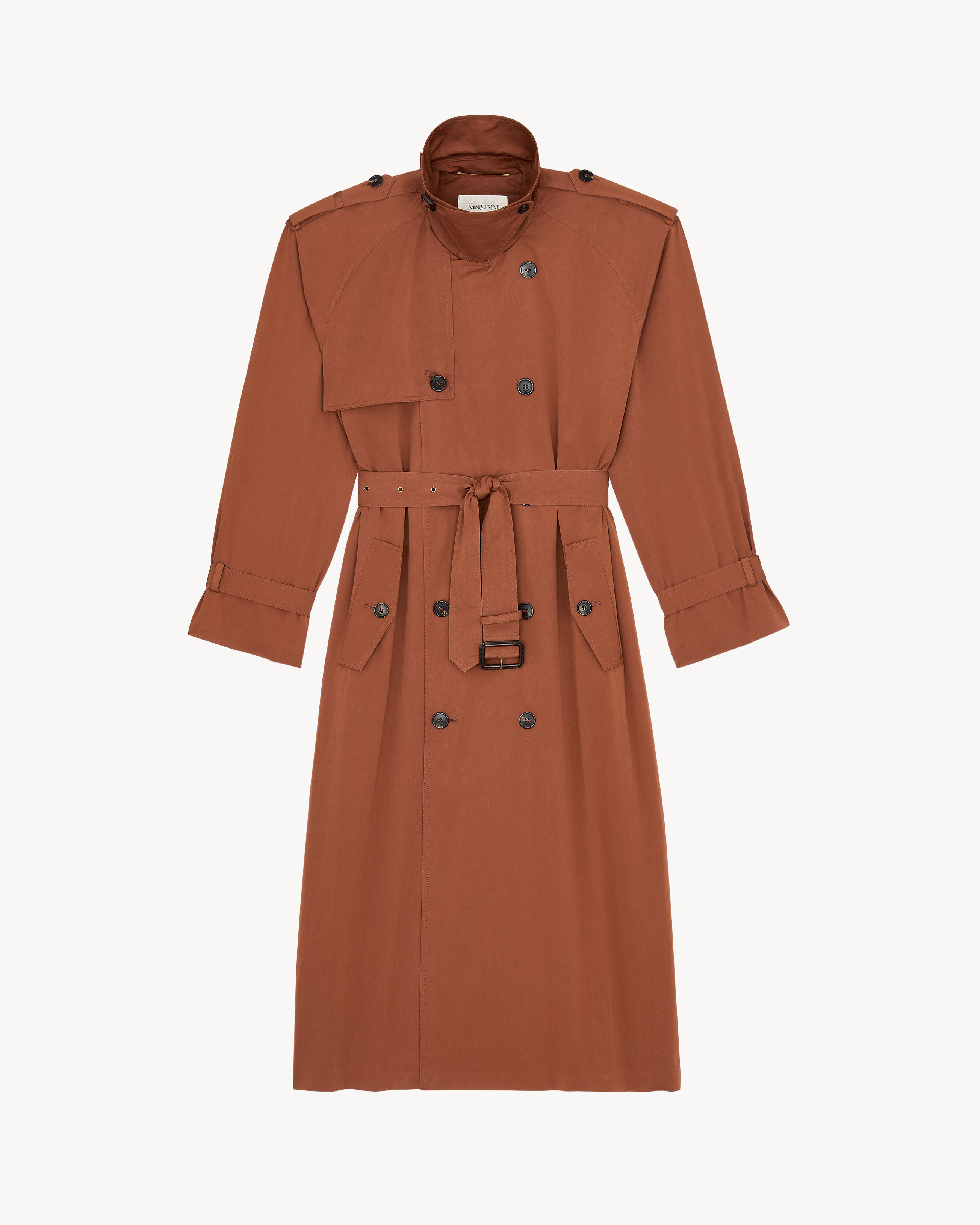 trench coat in water-repellent cotton and silk