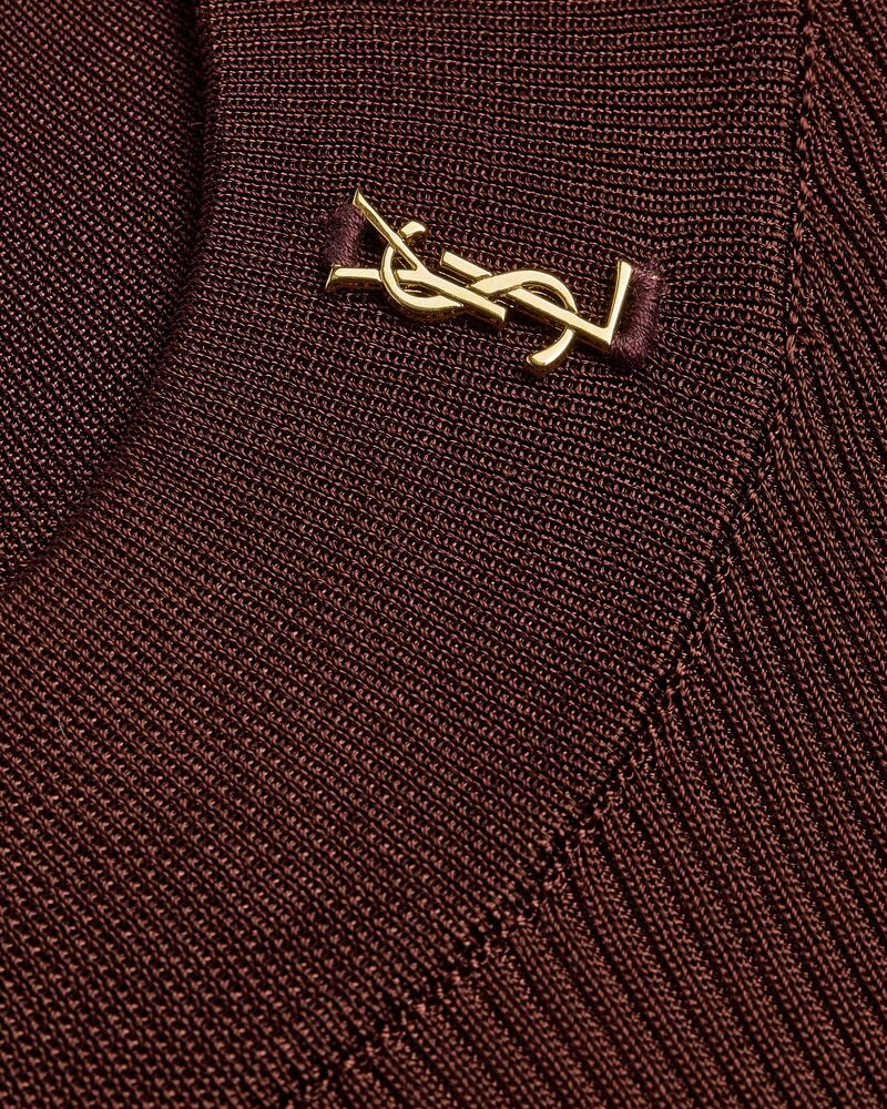 CASSANDRE stand-collar top in ribbed silk