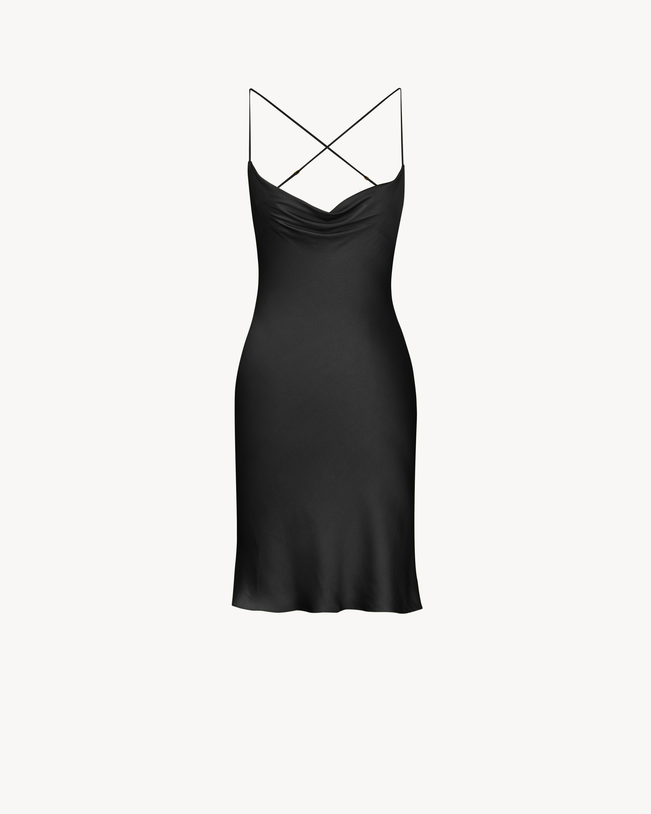 backless cowl dress in silk satin