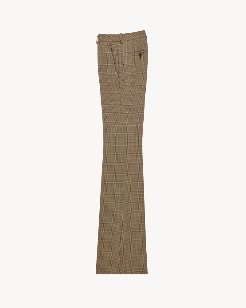 flared pants in puppytooth prince of wales wool