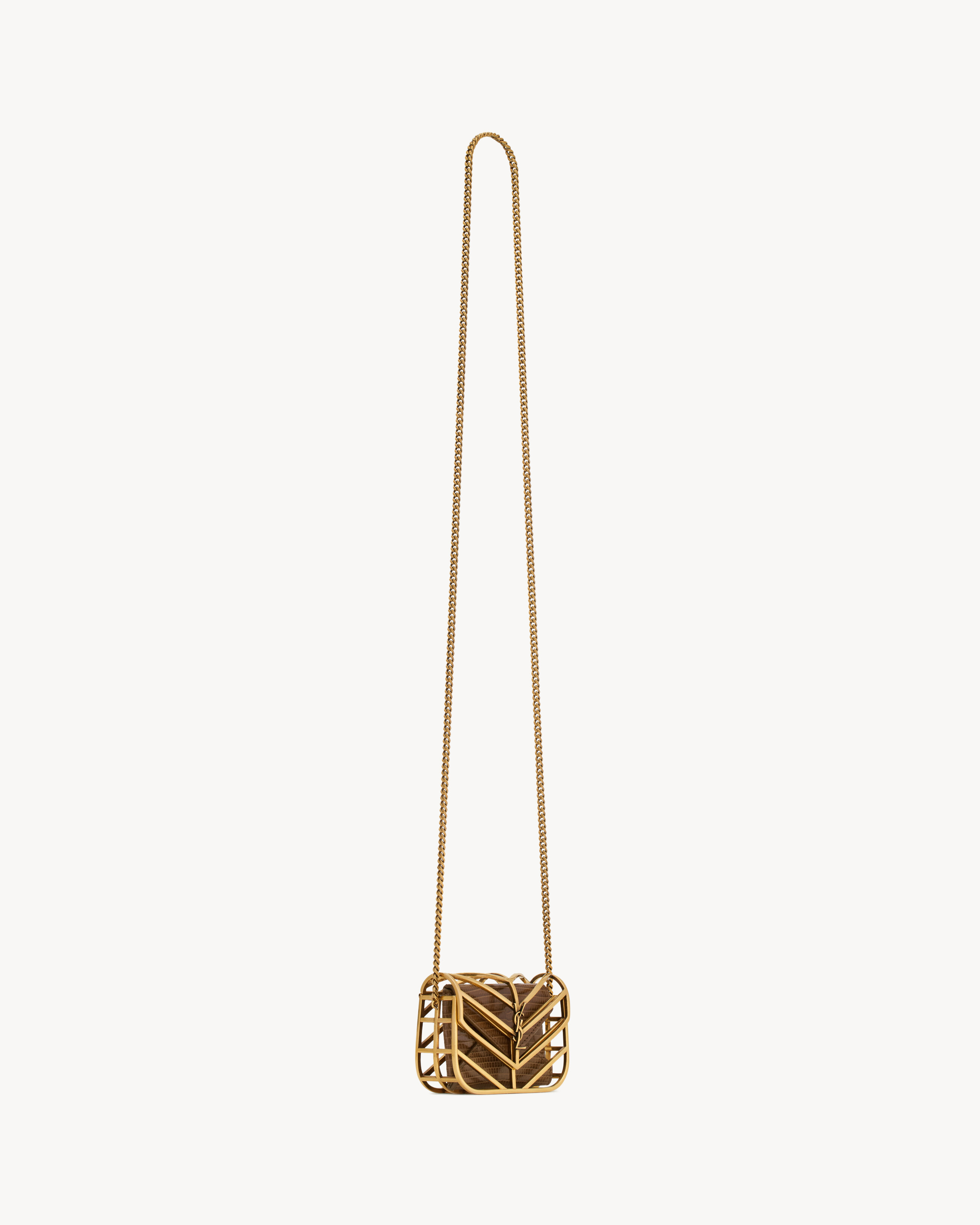 LOULOU micro minaudière in metal and lizard