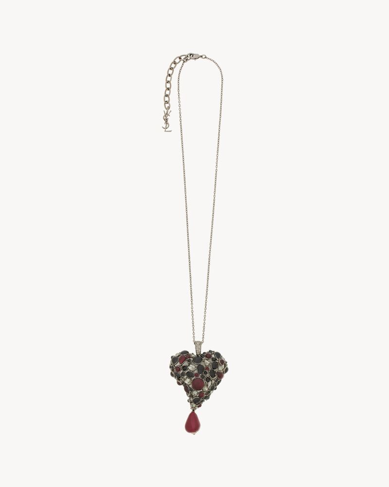 crystal heart necklace in resin and metal