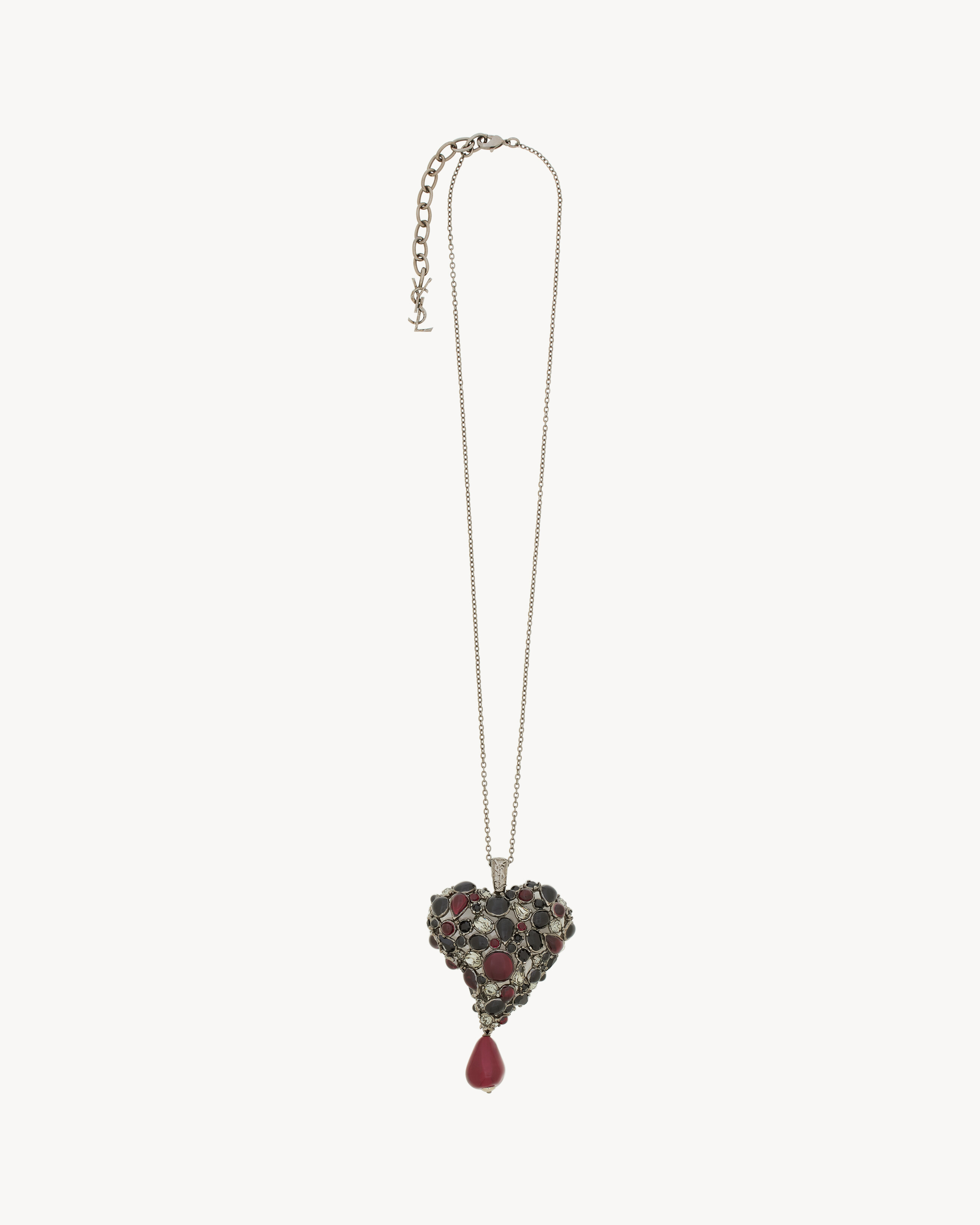 crystal heart necklace in resin and metal