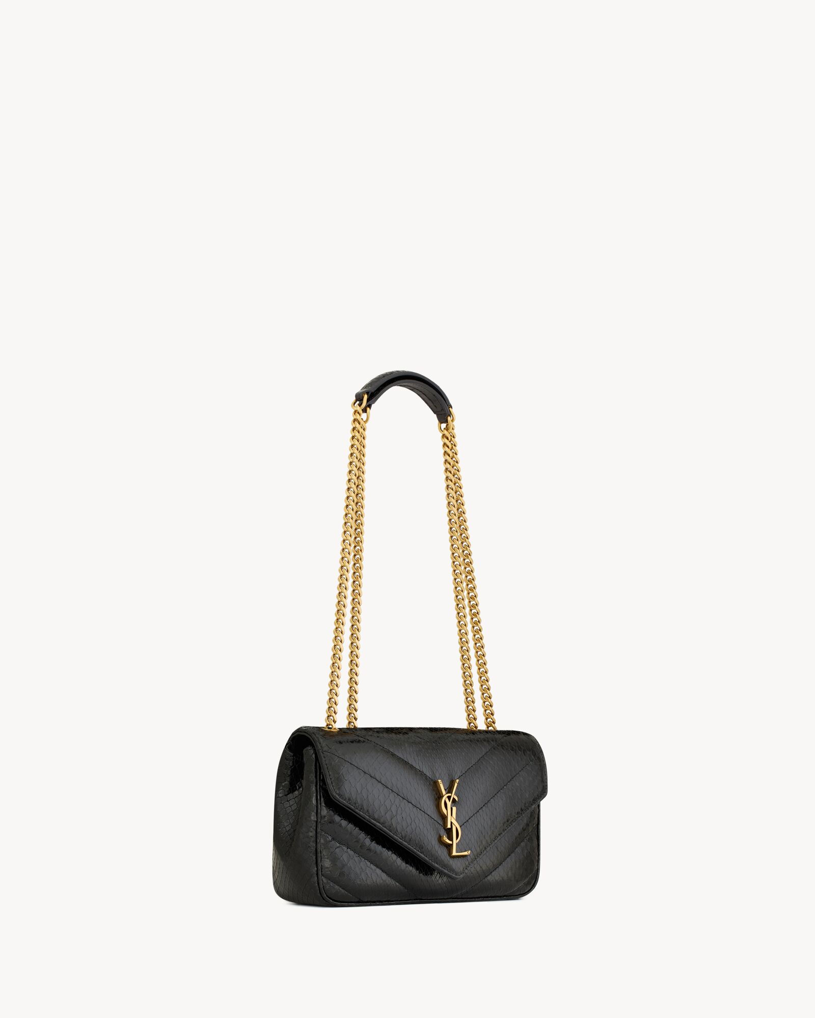 LOULOU small in MATELASSÉ python in Black | Saint Laurent | YSL US