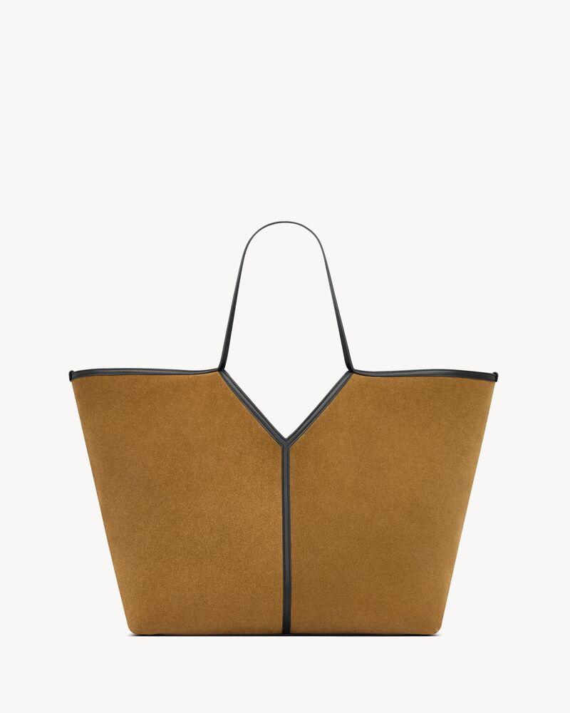 Y slim tote in velour leather