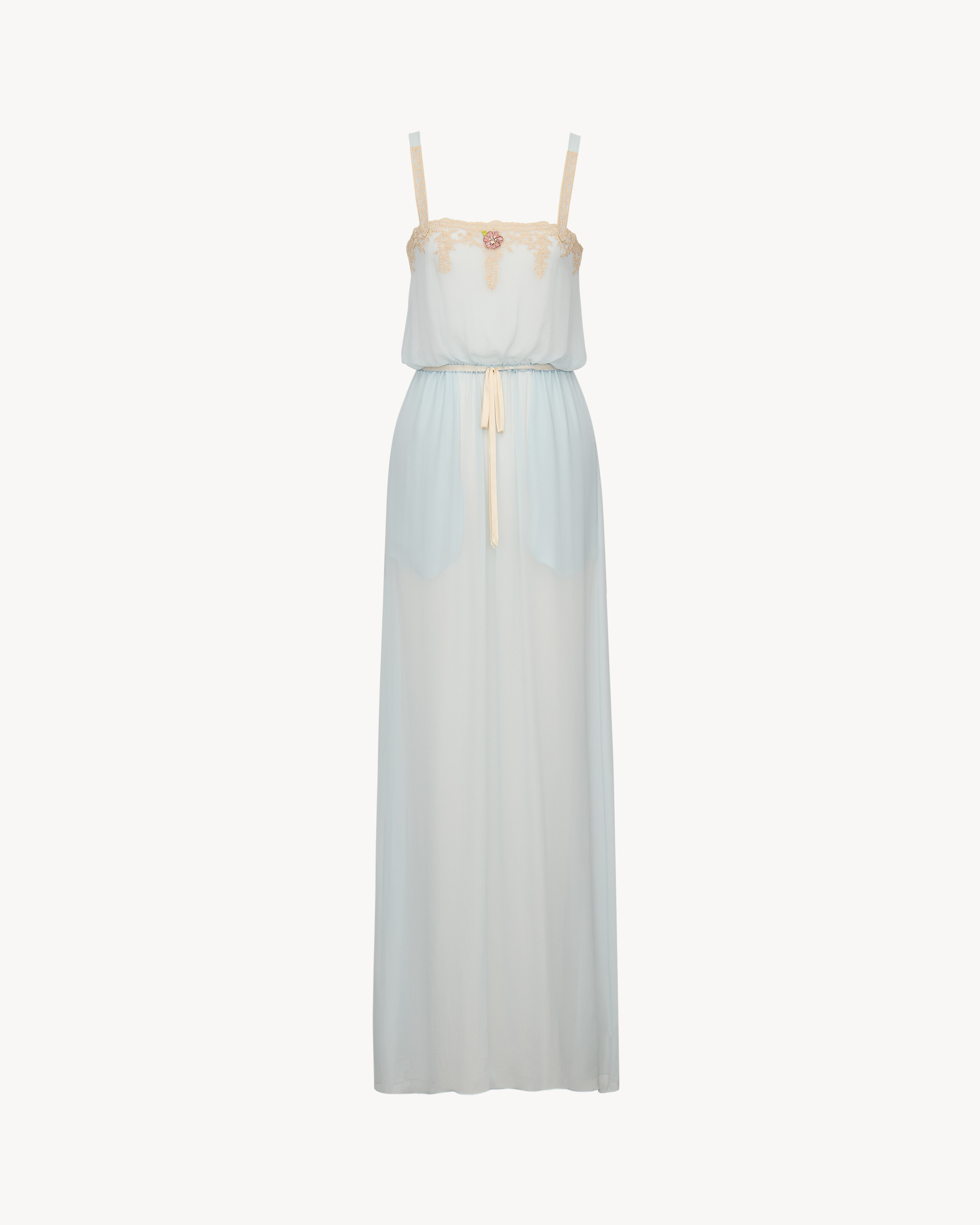 laced dress in silk crepe muslin