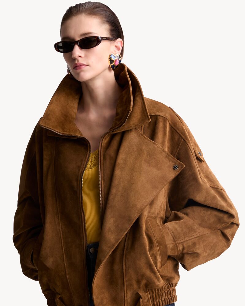 bomber jacket in vintage split leather