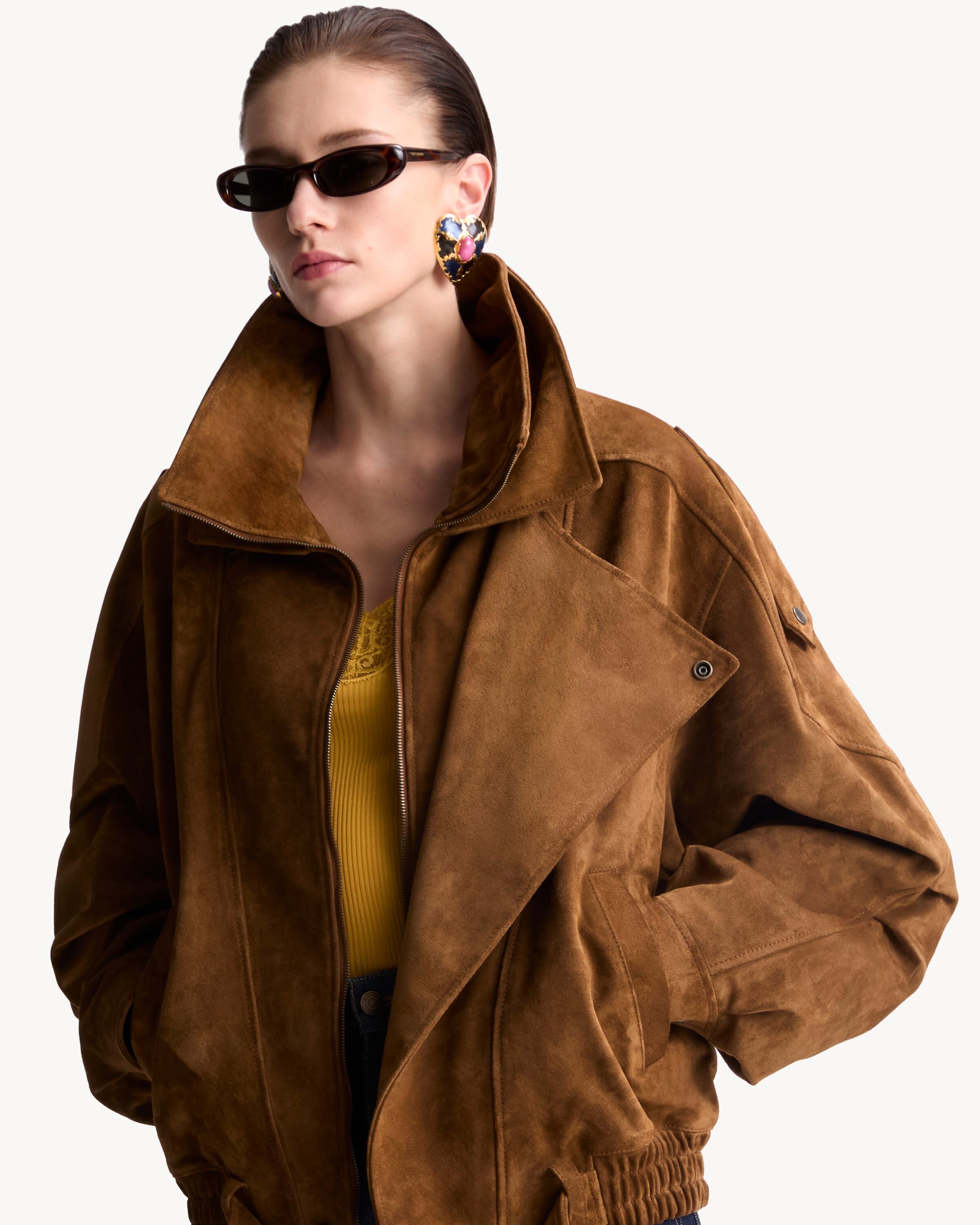 bomber jacket in vintage split leather