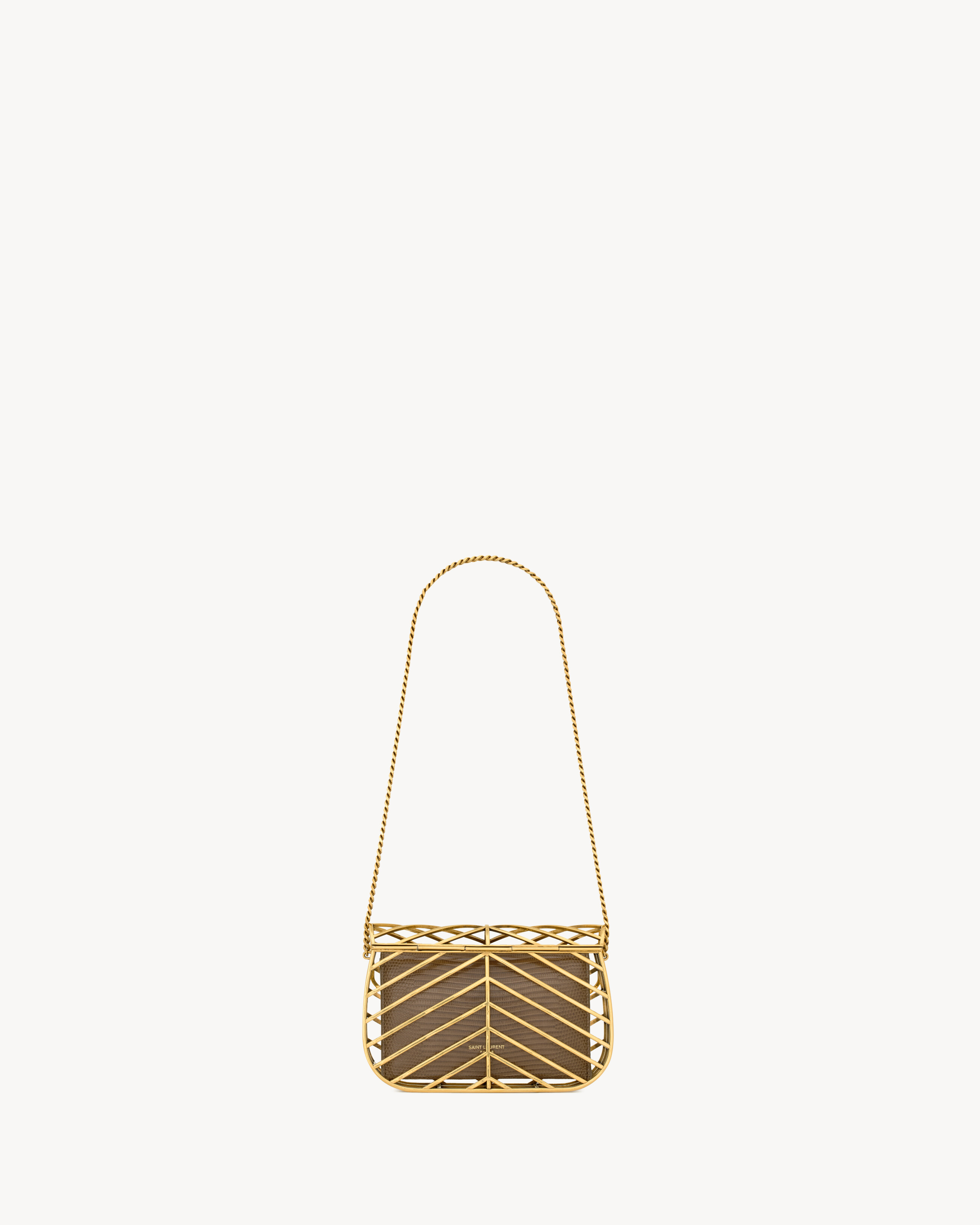 LOULOU minaudière in metal and lizard