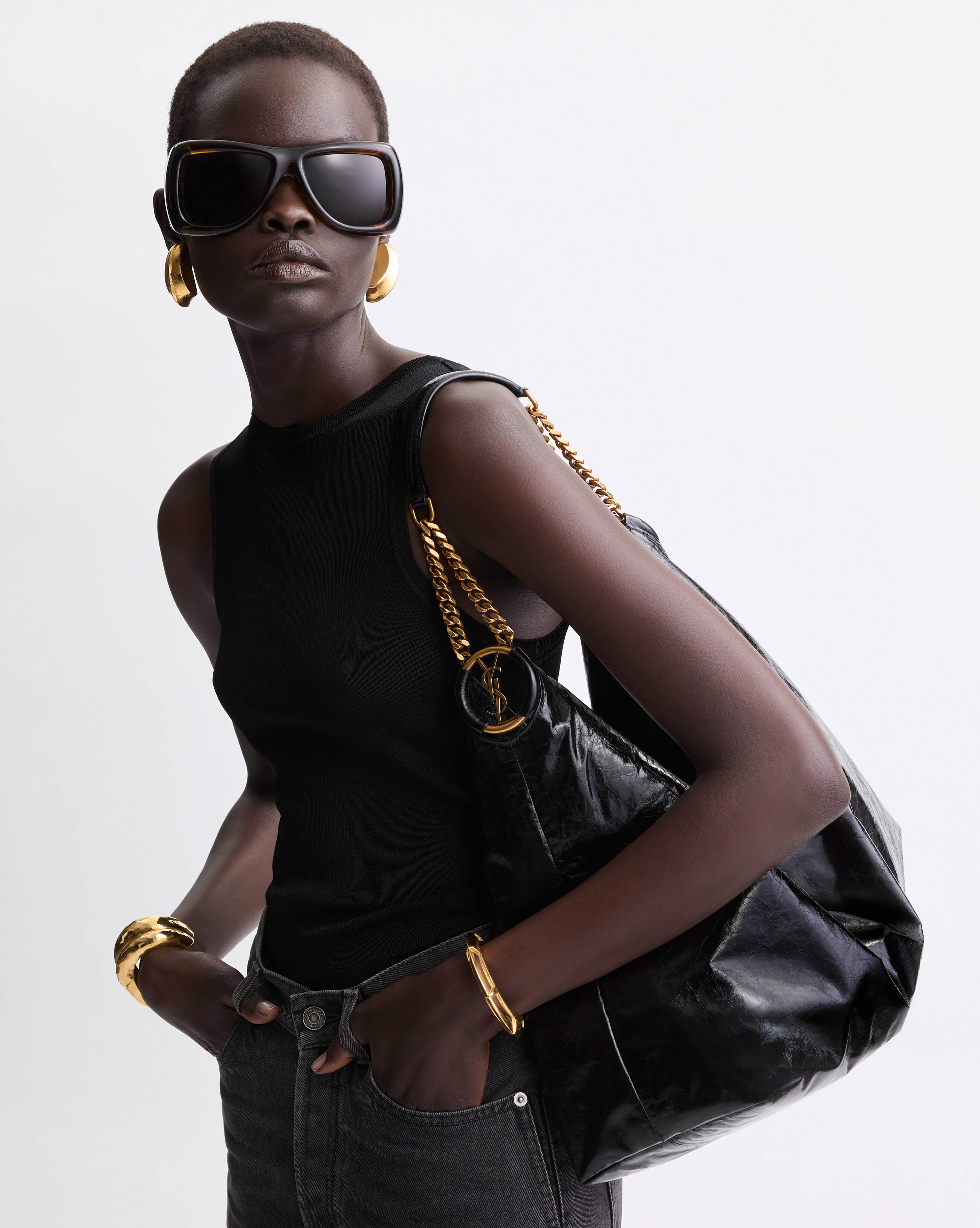 HORTENSE hobo in shiny leather