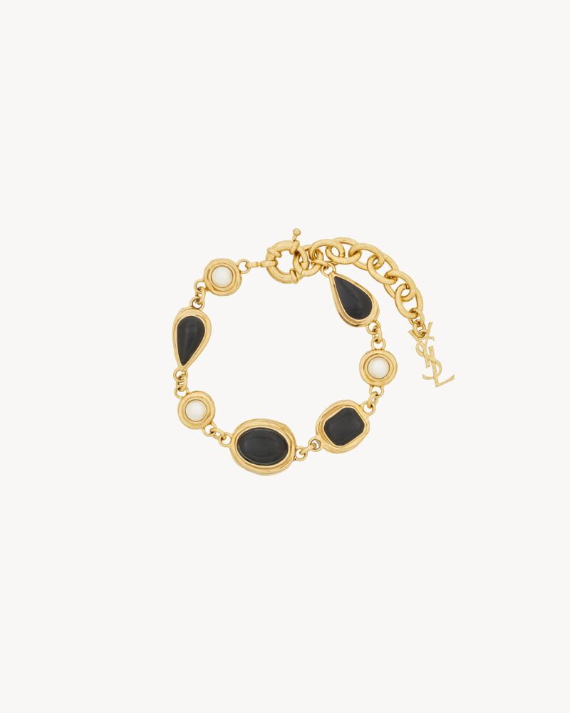 cabochon bracelet in enamel, resin, and metal