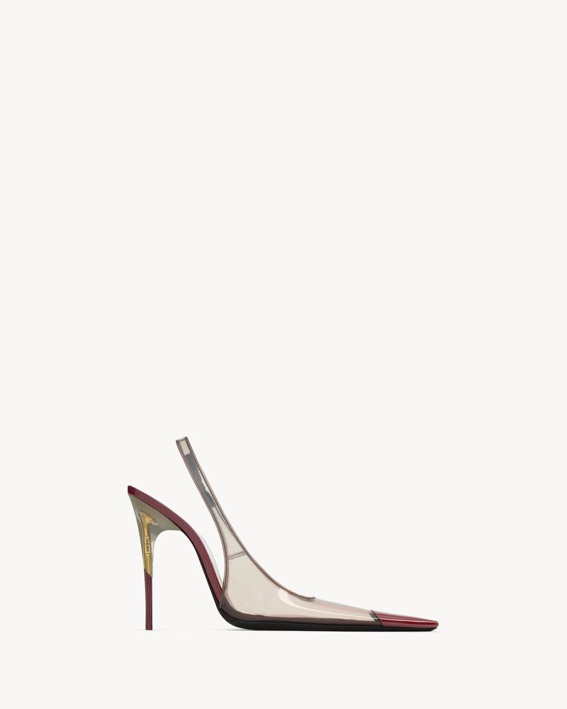 PHANTOM slingback pumps in TPU, patent leather, and taffeta