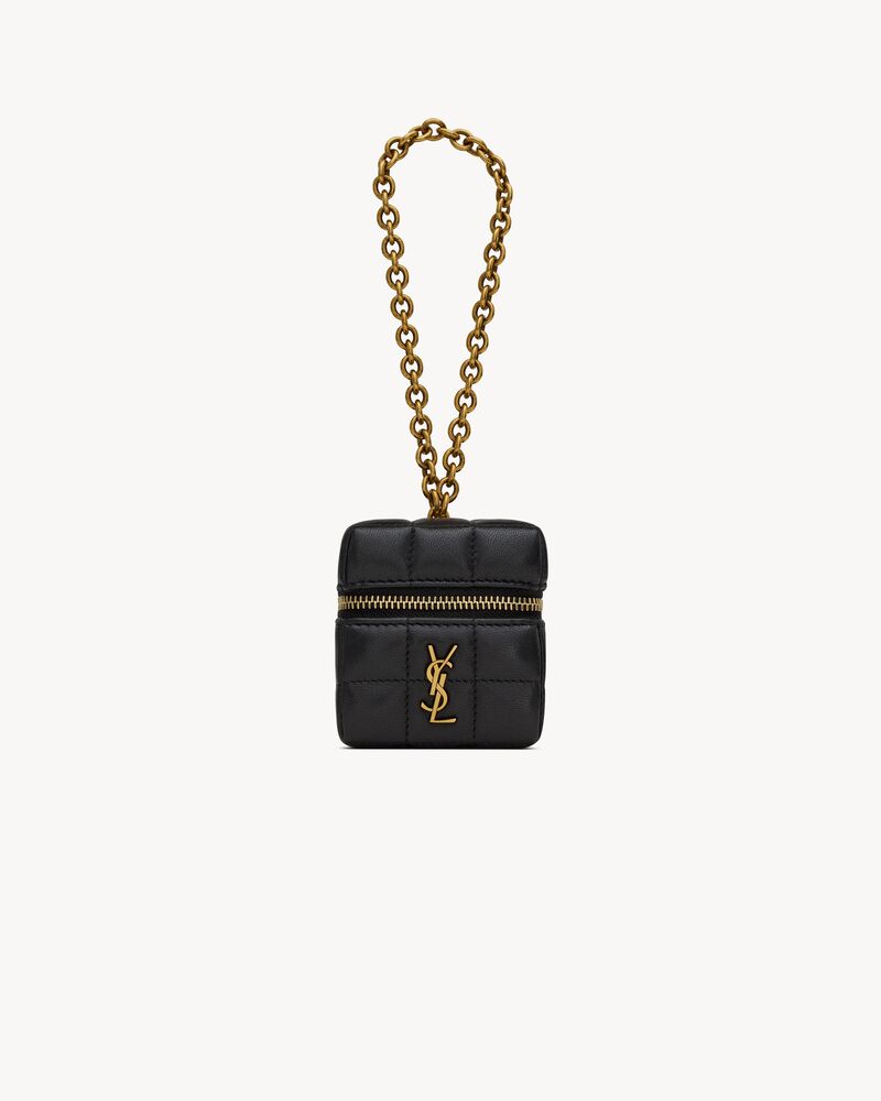 Minibolso cubo con cadena Cassandre Matelassé Carré de piel de cordero