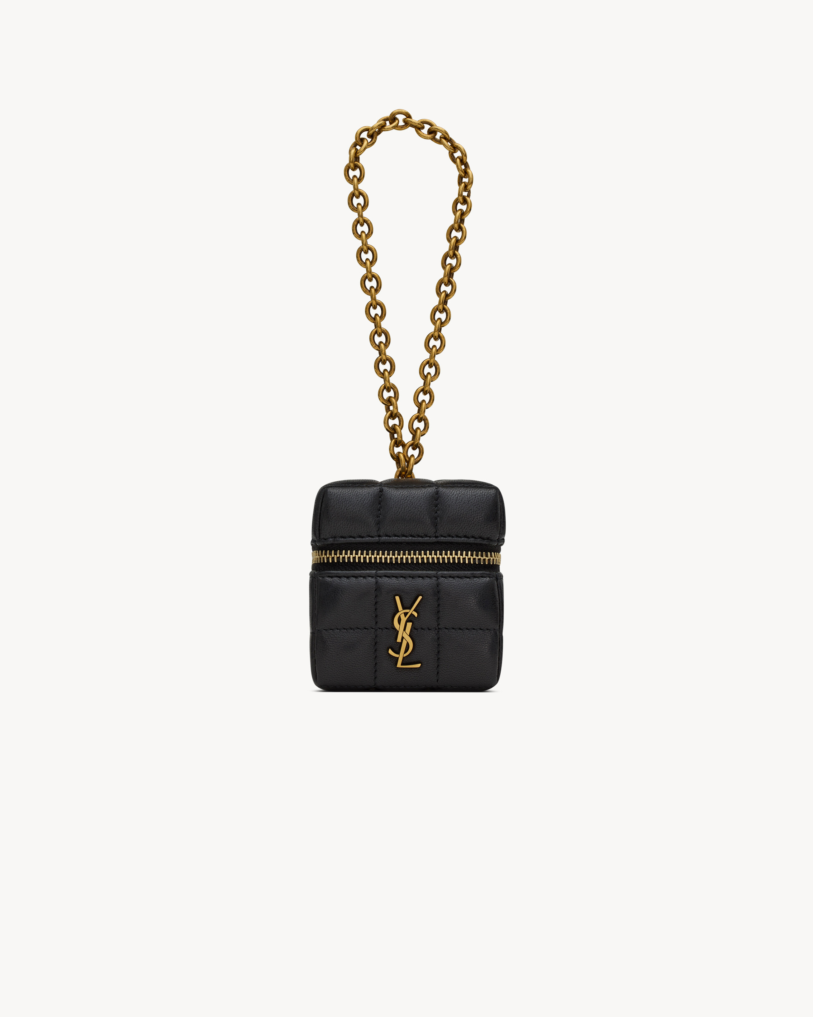Minibolso cubo con cadena Cassandre Matelassé Carré de piel de cordero