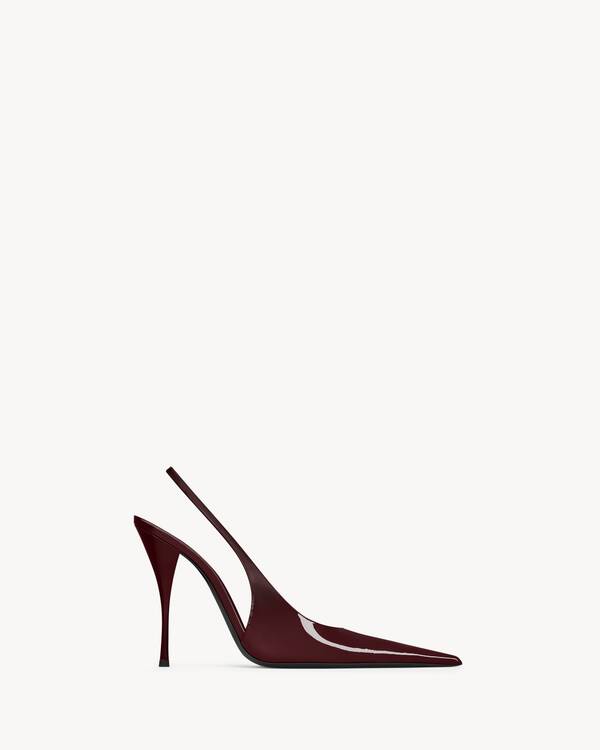 靴 Yves Saint Laurent Highheelpumps Luxury P.A.R.I.S. slingback pumps in patent leather in Brown | Saint