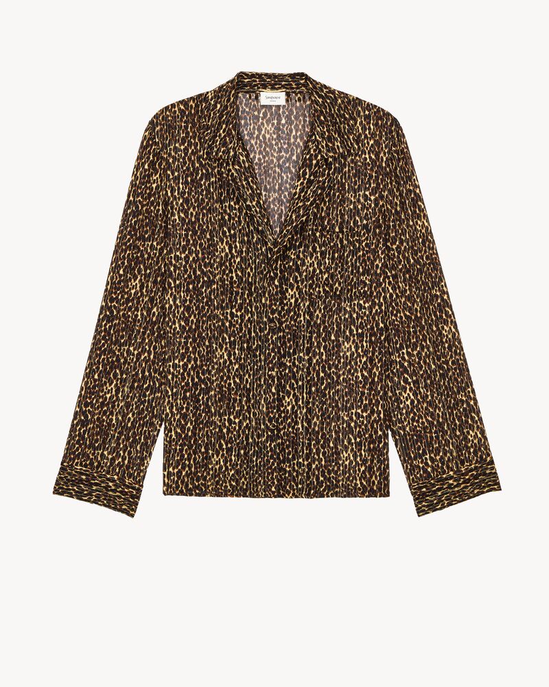 pajama blouse in lurex stripe silk georgette