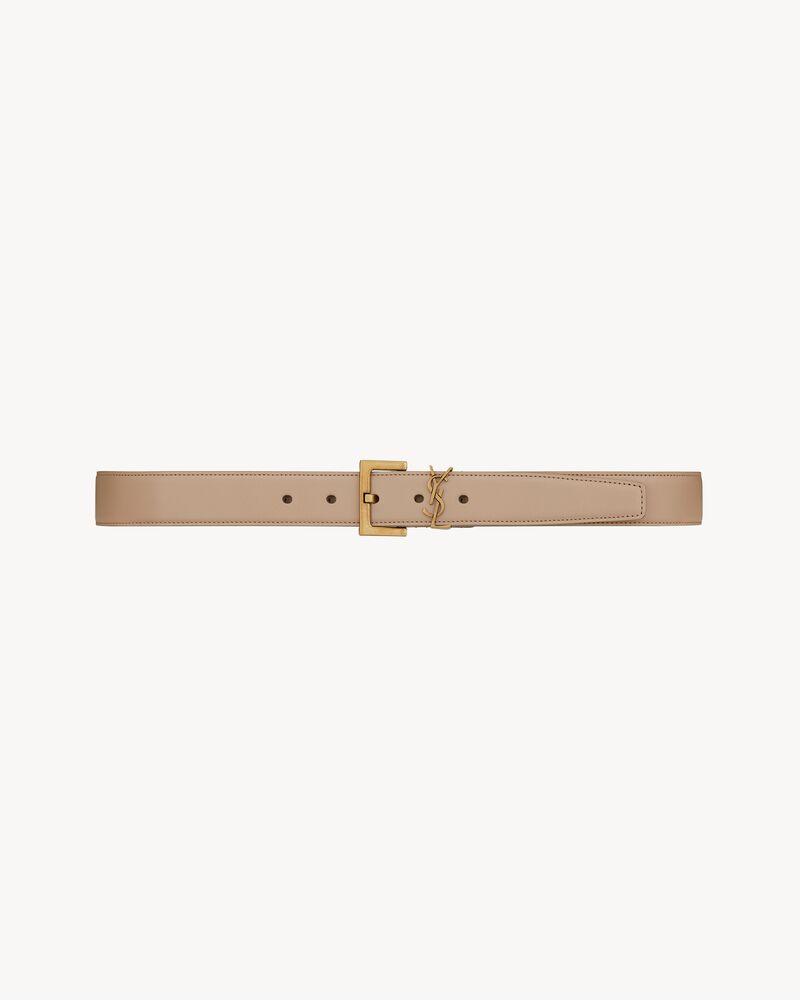 CASSANDRE GÜRTEL AUS GLÄNZENDEM SAINT LAURENT BOXLEDER MIT QUADRATISCHER SCHNALLE