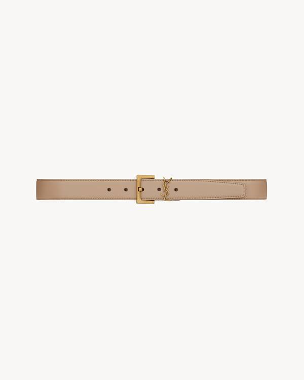 カサンドラ スクエアバックル ベルト（シャイニーボックス SAINT LAURENT レザー）