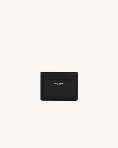 Saint Laurent Paris Card case in coated bark leather in Black