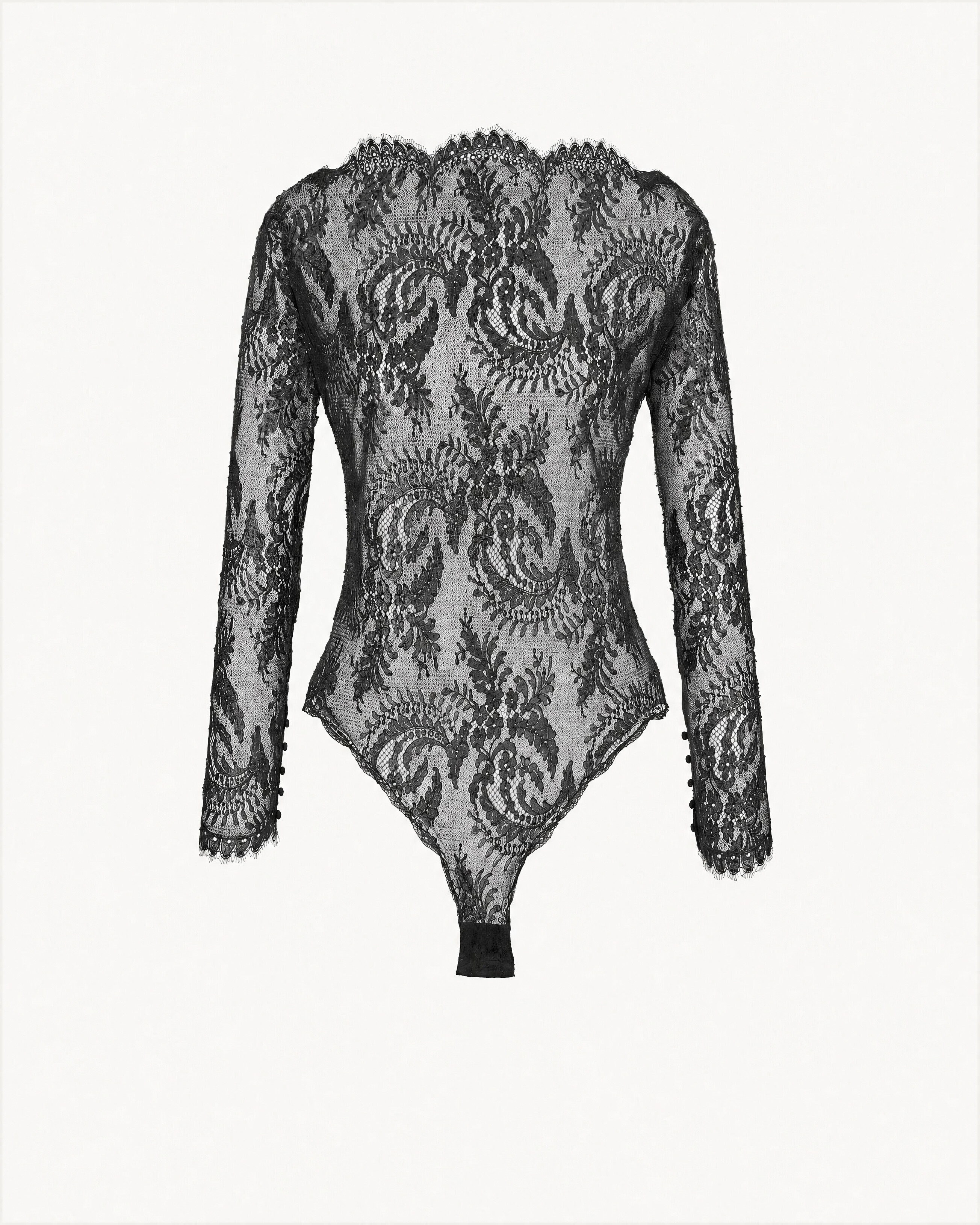 boat-neck bodysuit in silicone-coated lace