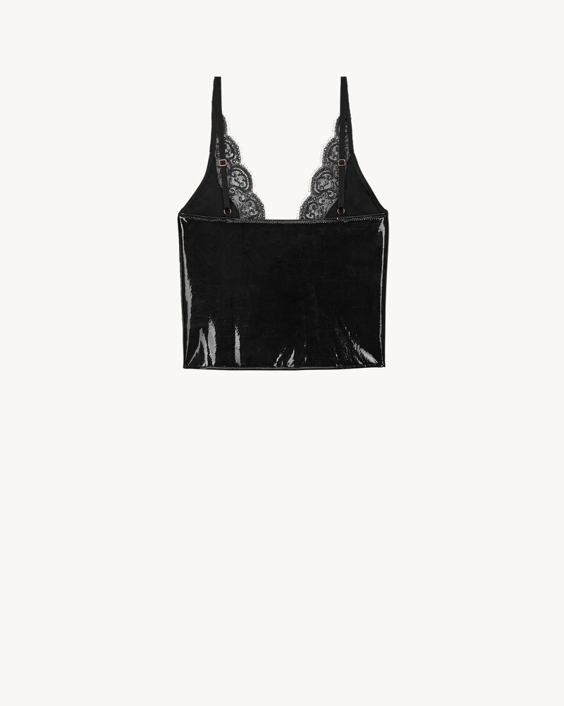 laced tank top in silicone-coated silk jersey