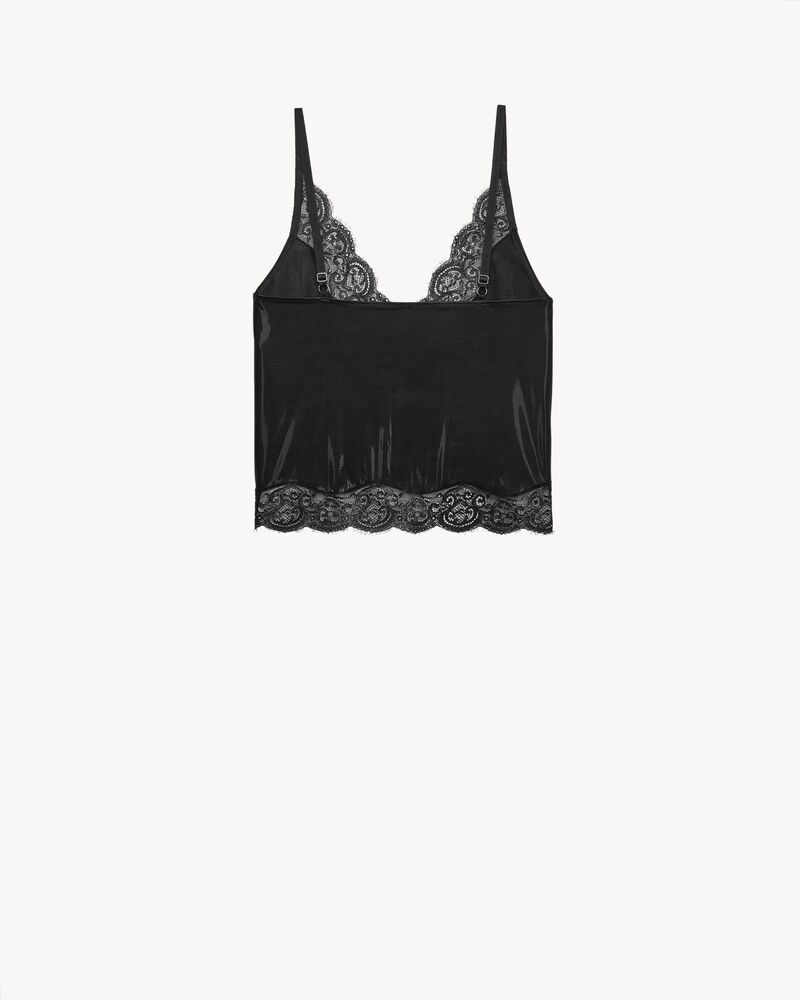 laced tank top in silicone-coated silk jersey