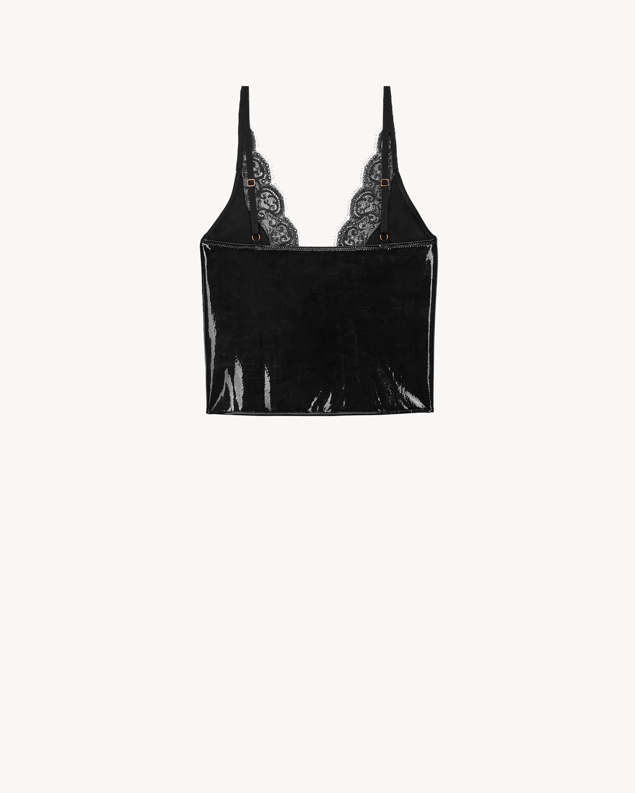 laced tank top in silicone-coated silk jersey