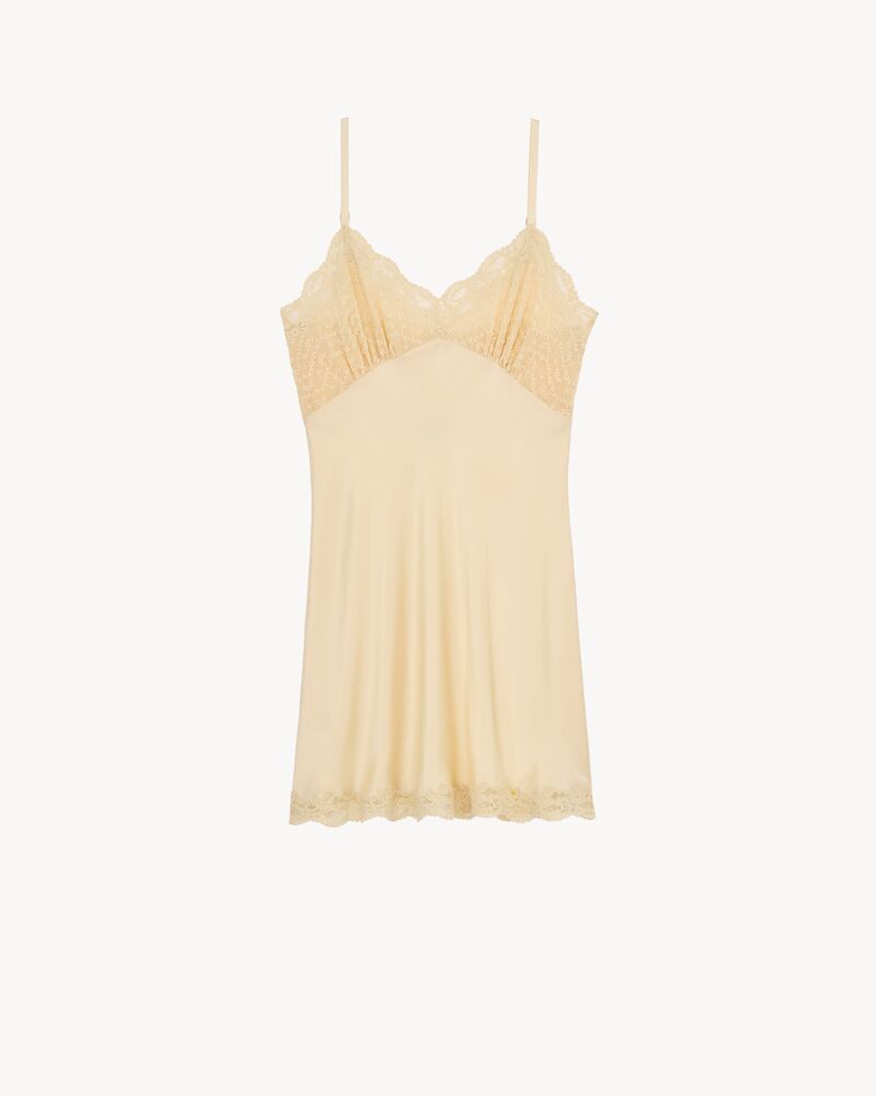laced slip dress in silk satin