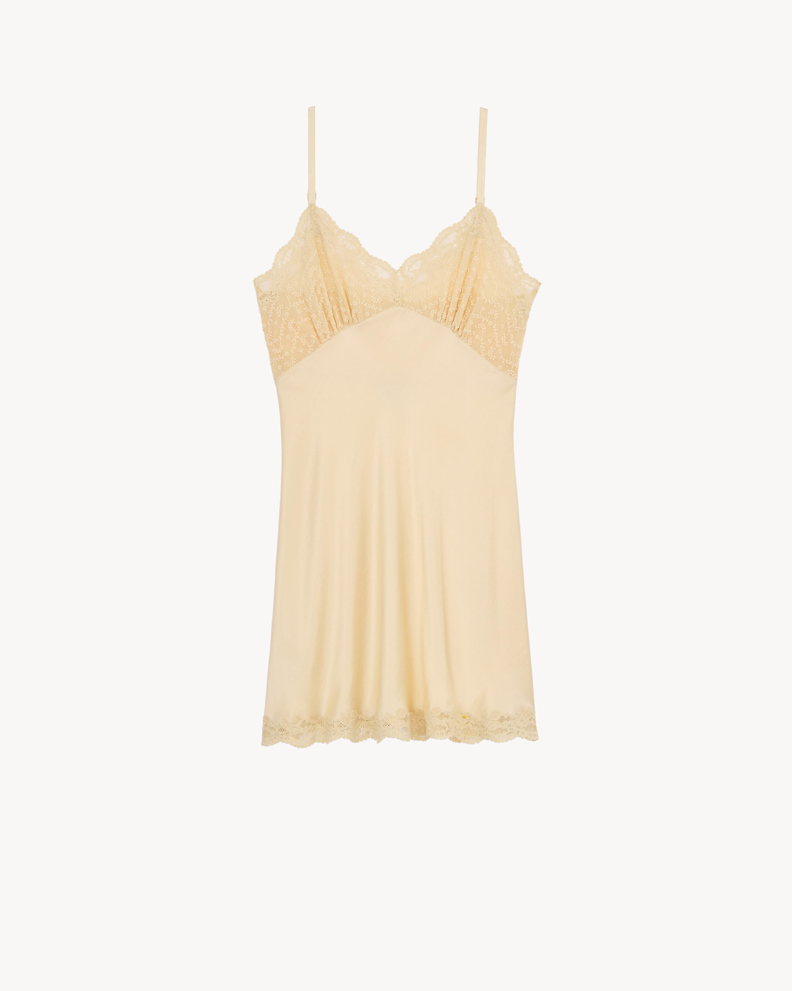 laced slip dress in silk satin