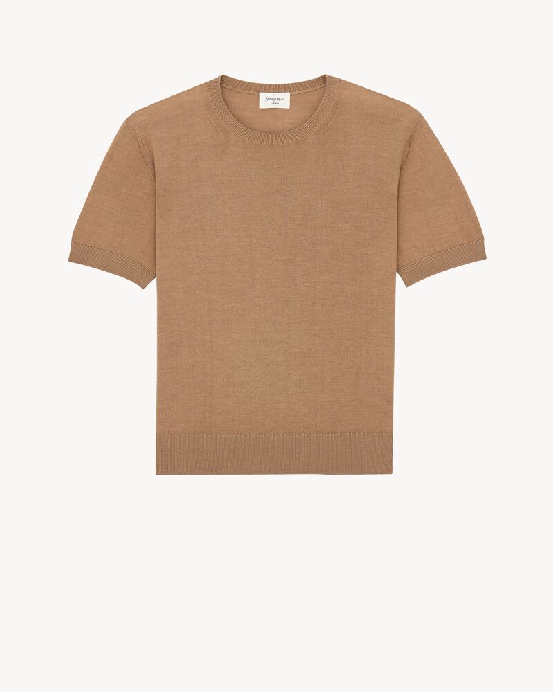 crewneck T-shirt in cashmere, wool, and silk