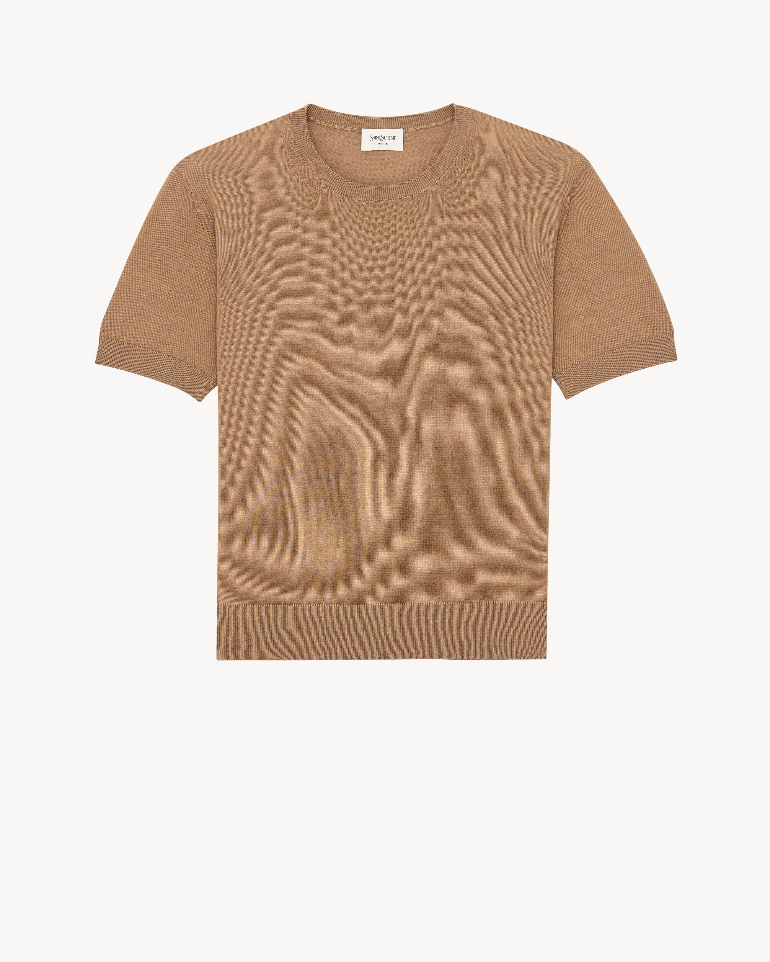 crewneck T-shirt in cashmere, wool, and silk