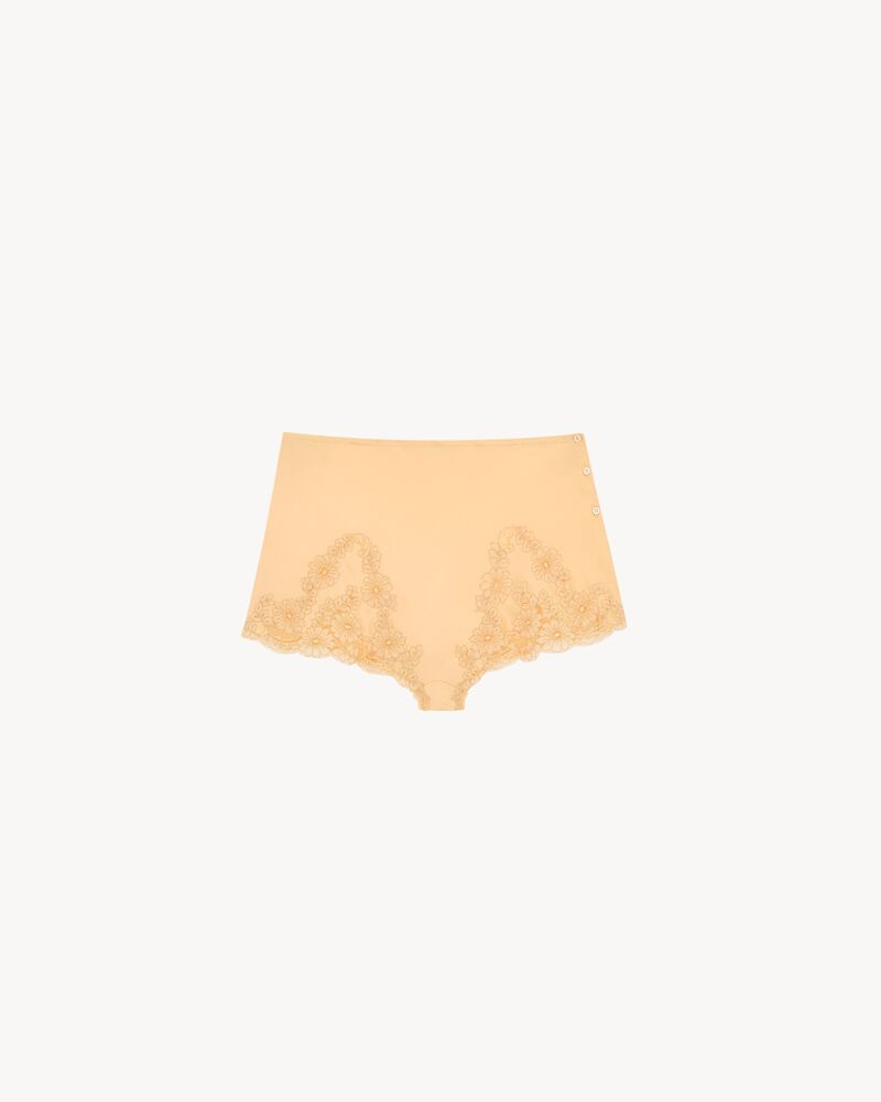 embroidered lingerie shorts in silk crepe muslin