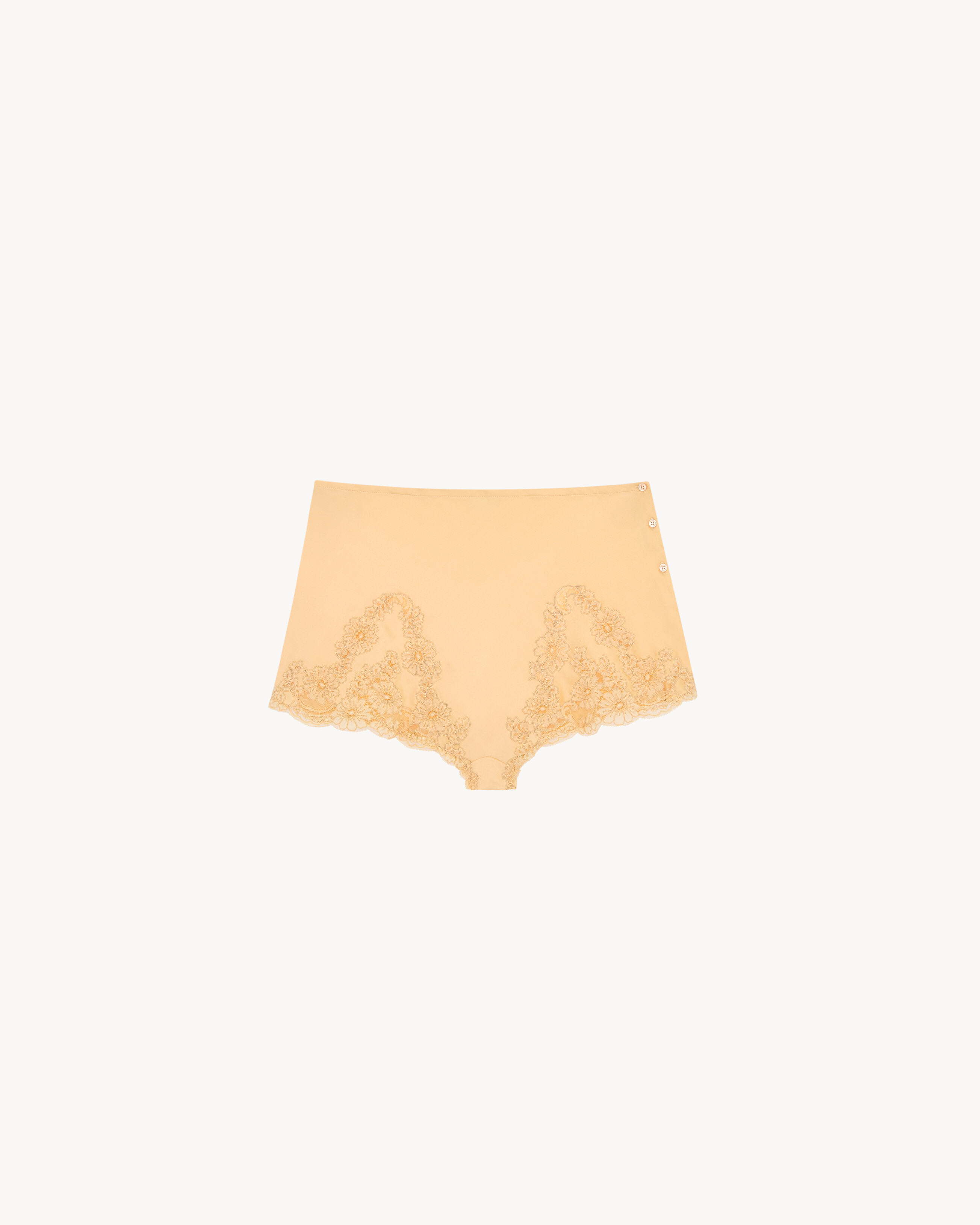 embroidered lingerie shorts in silk crepe muslin