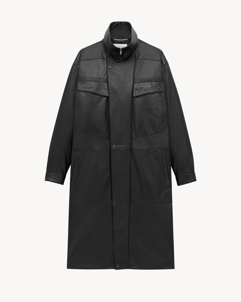 long coat in bubbled lambskin