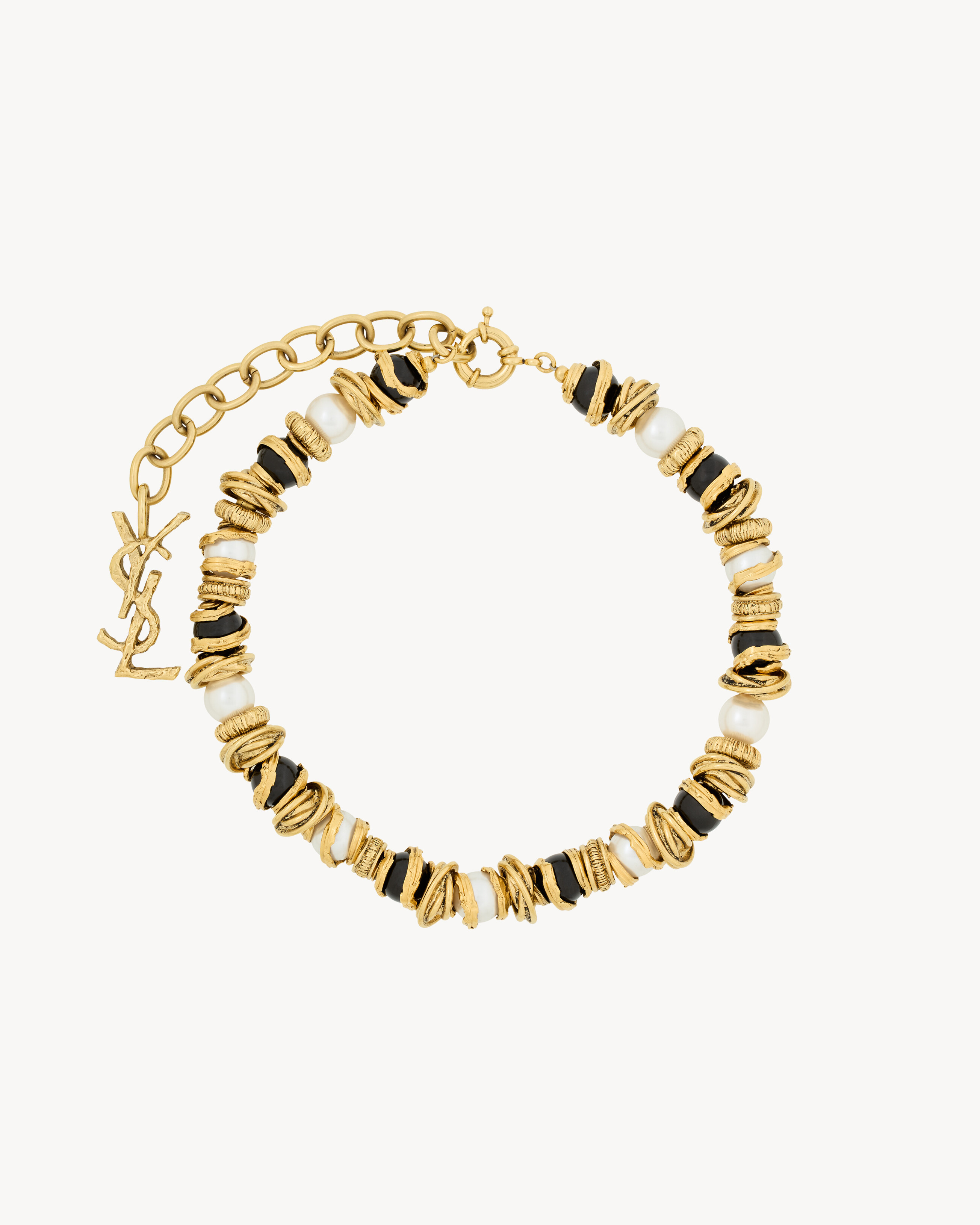 LOULOU pearl and disk necklace in resin and metal