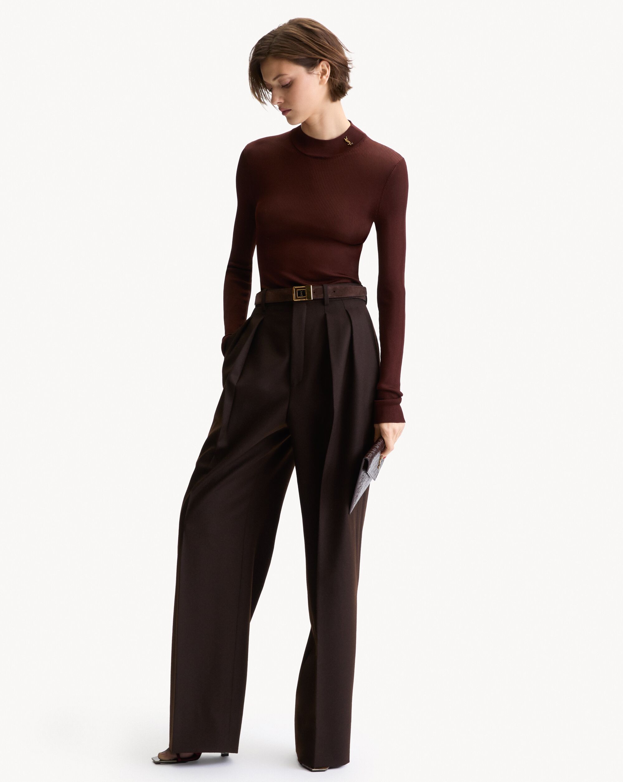 Pantalon oversize en flanelle de laine brossée