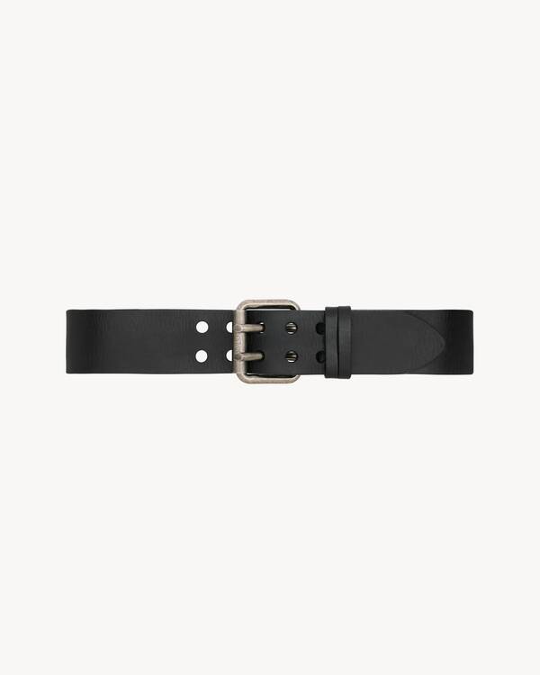 MOTORCYCLE wide belt in leather in Black | Saint Laurent | YSL EN-US