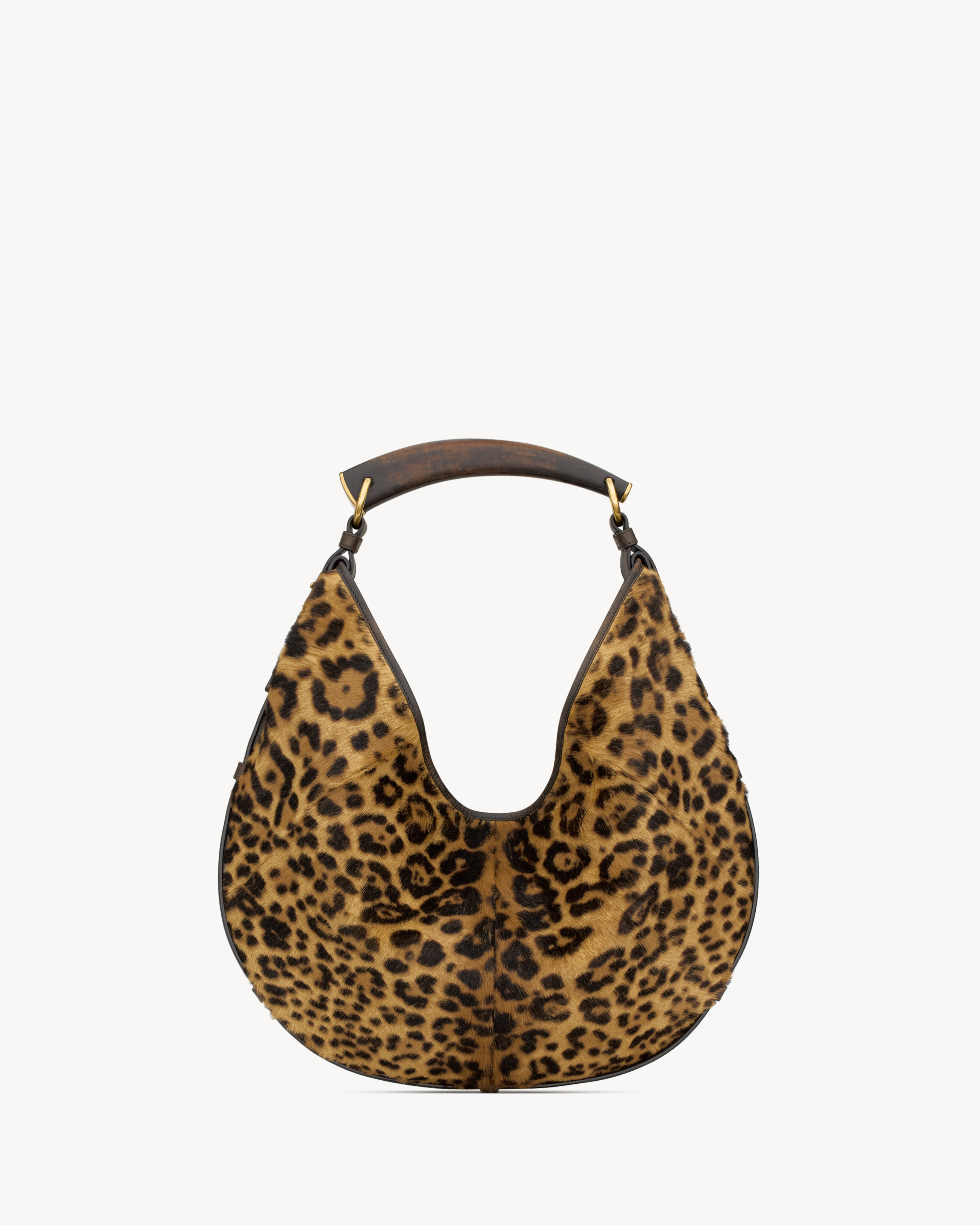 bolsa média MOMBASA em couro com pelo