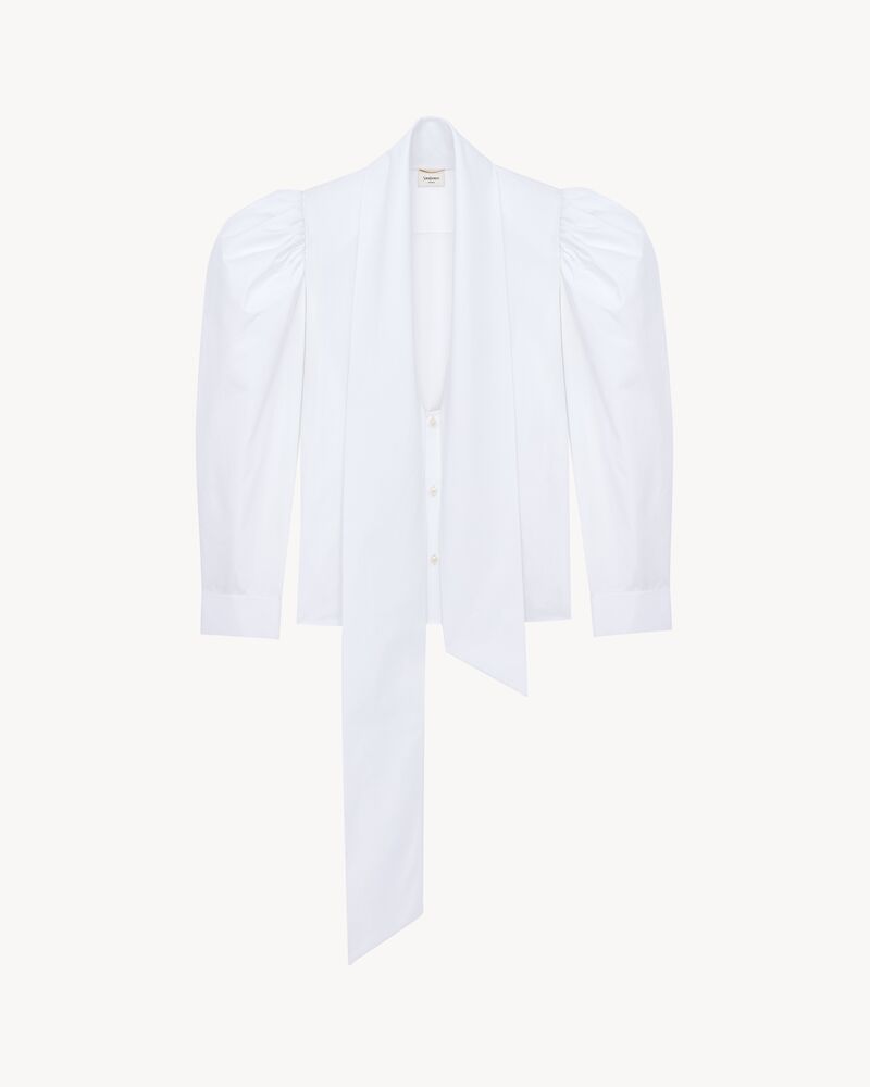 balloon-sleeve blouse in cotton poplin