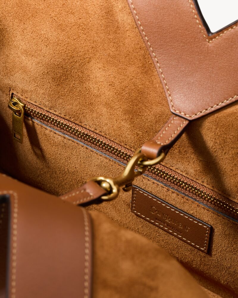 Y small tote in leather in Brown | Saint Laurent | YSL EN-US