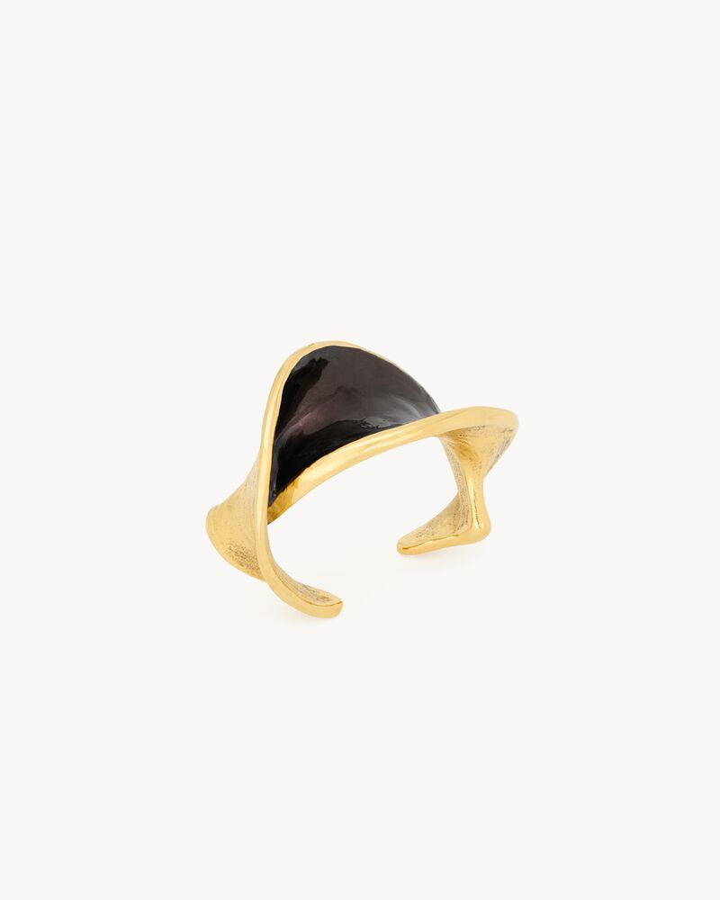 wavy cuff in enamel and brass