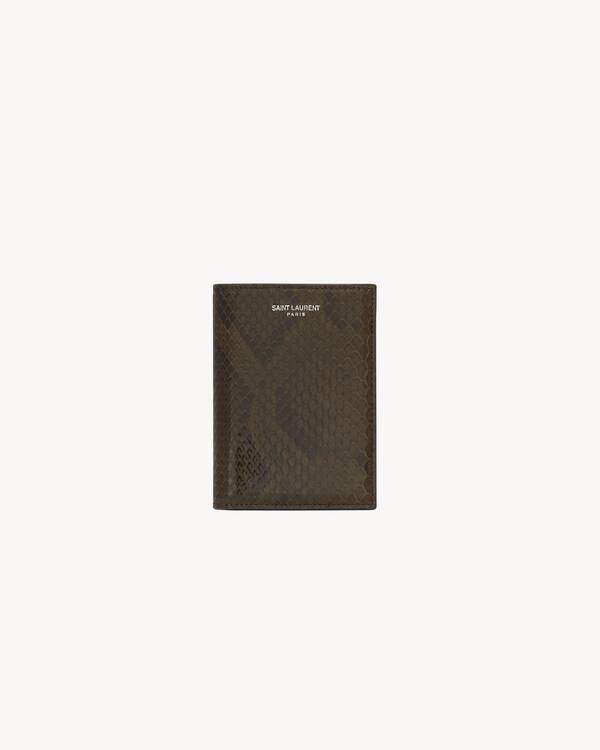 SAINT LAURENT PARIS credit card wallet in python in Green | Saint