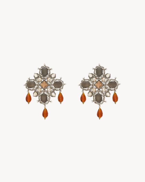 cabochon cross earrings in resin and metal