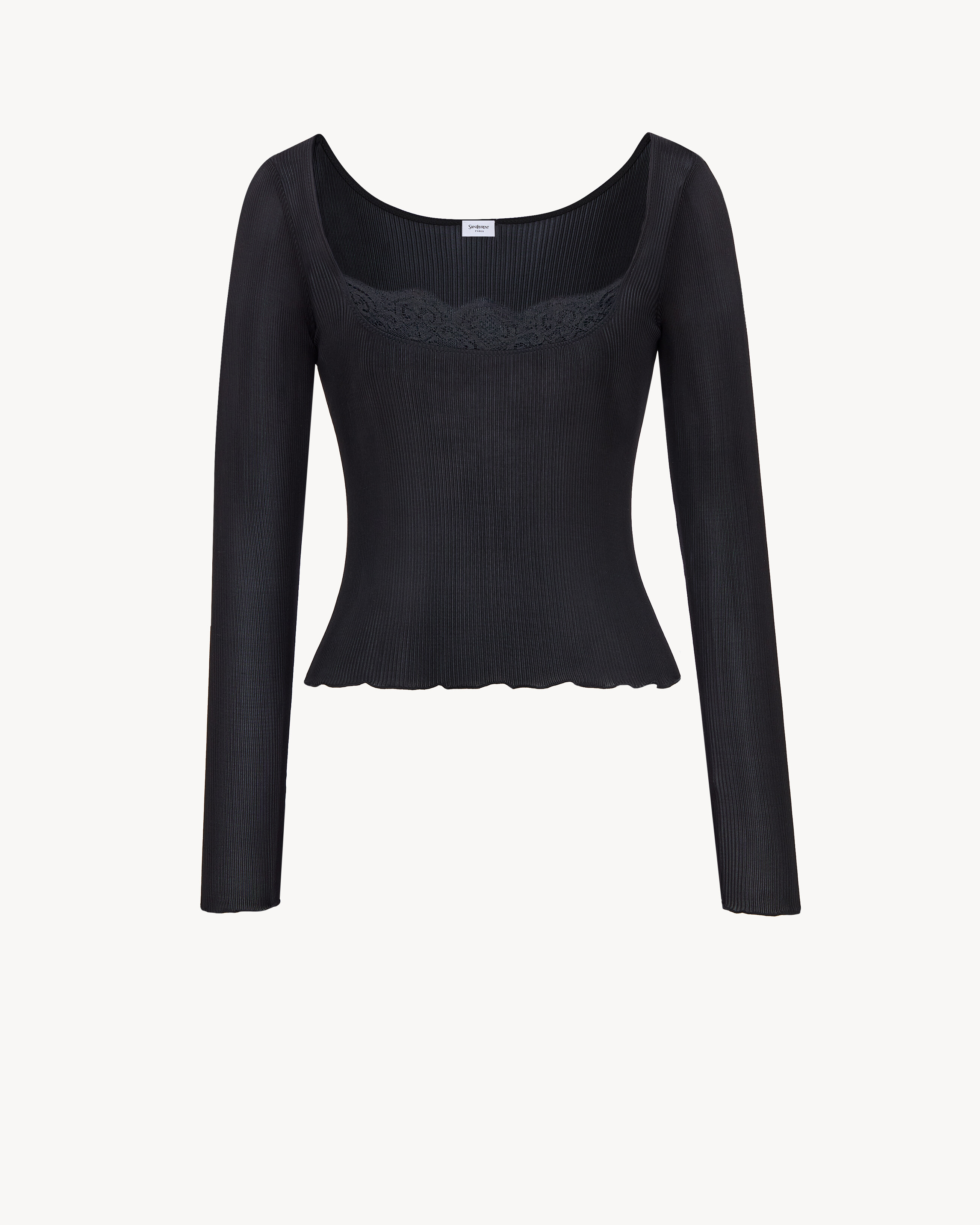laced top in ribbed silk