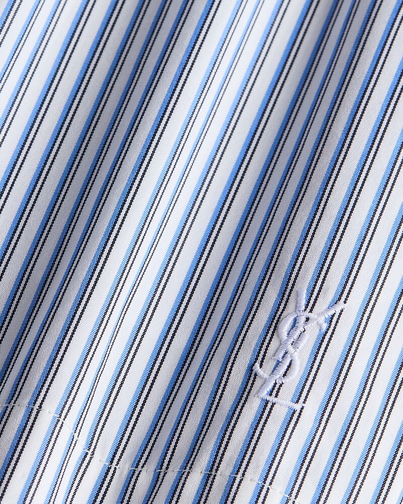 shorts in striped cotton poplin