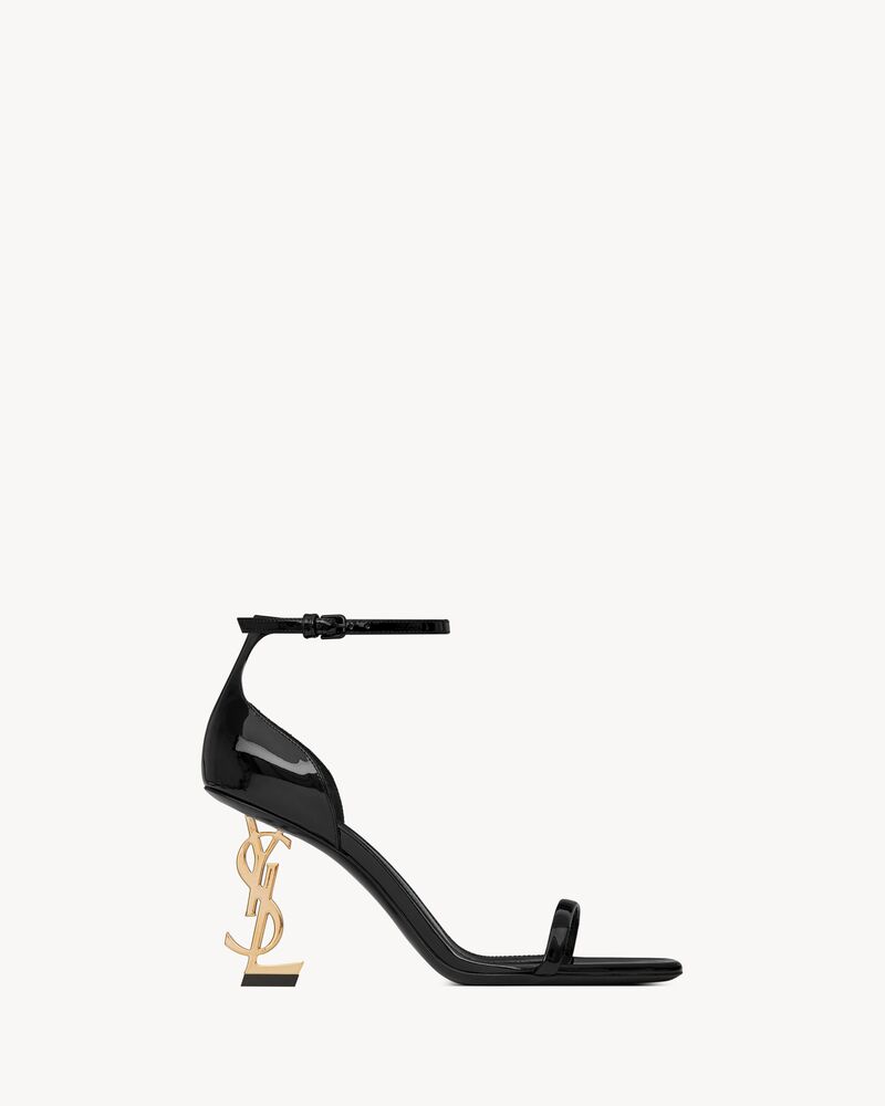 Saint Laurent ブラック サンダルヒール オピウム サンダル（パテントレザー/ブラックヒール） ブラック