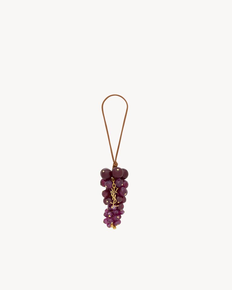 grape bag charm in leather and resin